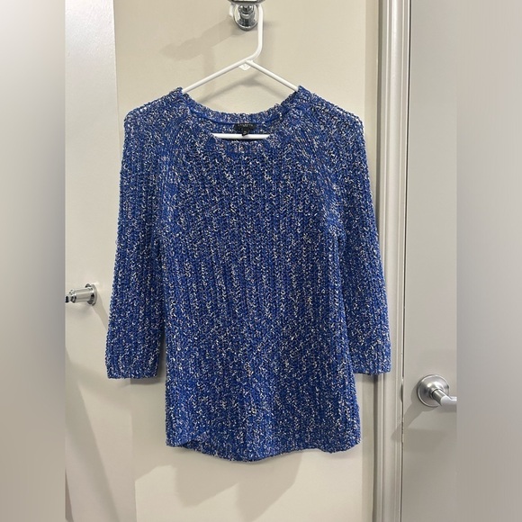 Talbots Open Knit Sweater Medium Petite Blue - Picture 1 of 9